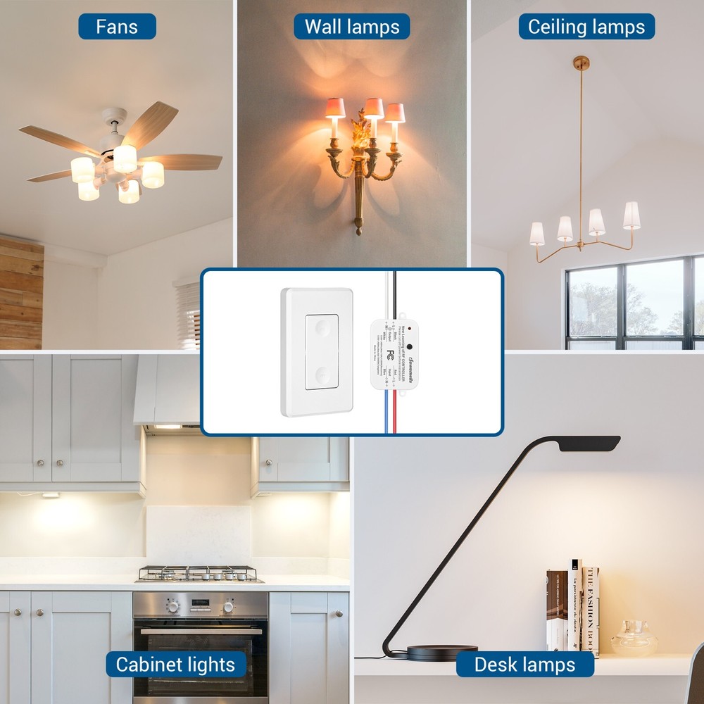 DEWENWILS Wireless Remote Control Wall Light Switch Ceiling Lights Programmable