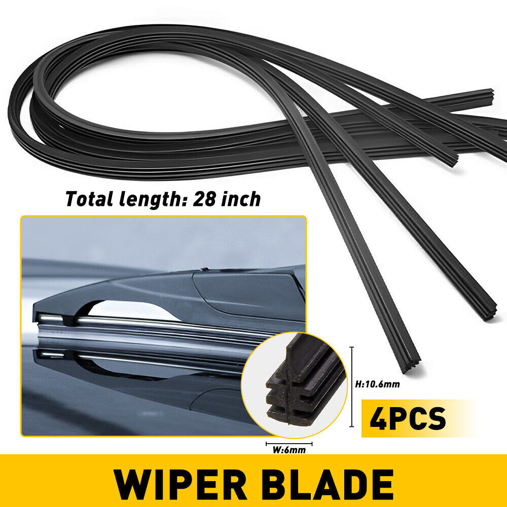8PCS 28" 6mm Car Bus Rubber Universal Frameless Windshield Wiper Blade Refill