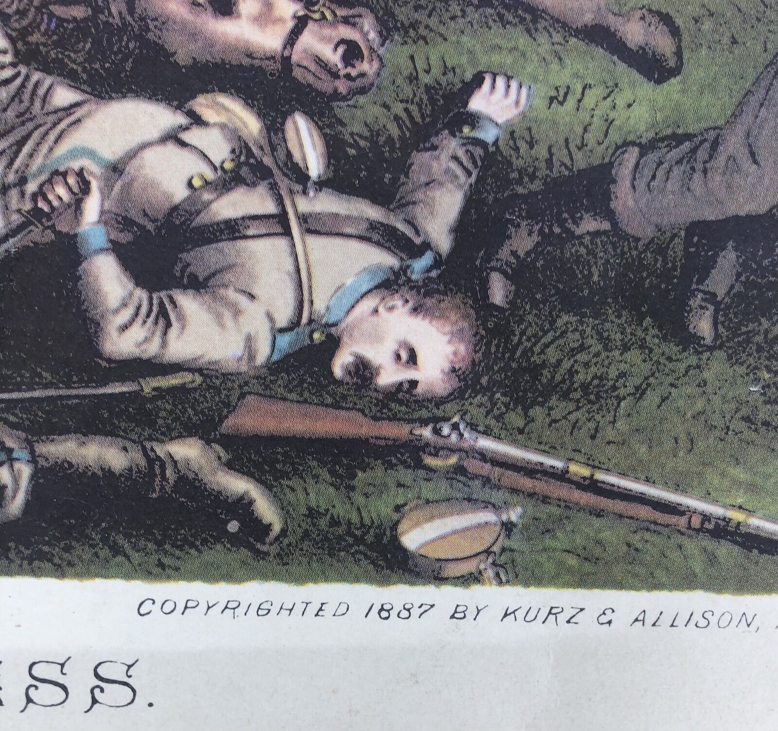 1887 Kurz & Allison "BATTLE OF THE WILDERNESS" 1864 Civil War Lithograph Print