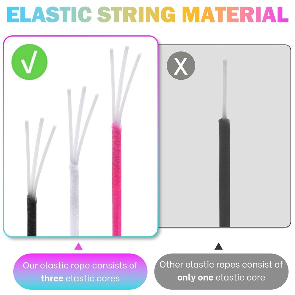 8pcs Elastic String Bracelet Making Kit, Stretchy Black, White, Rainbow