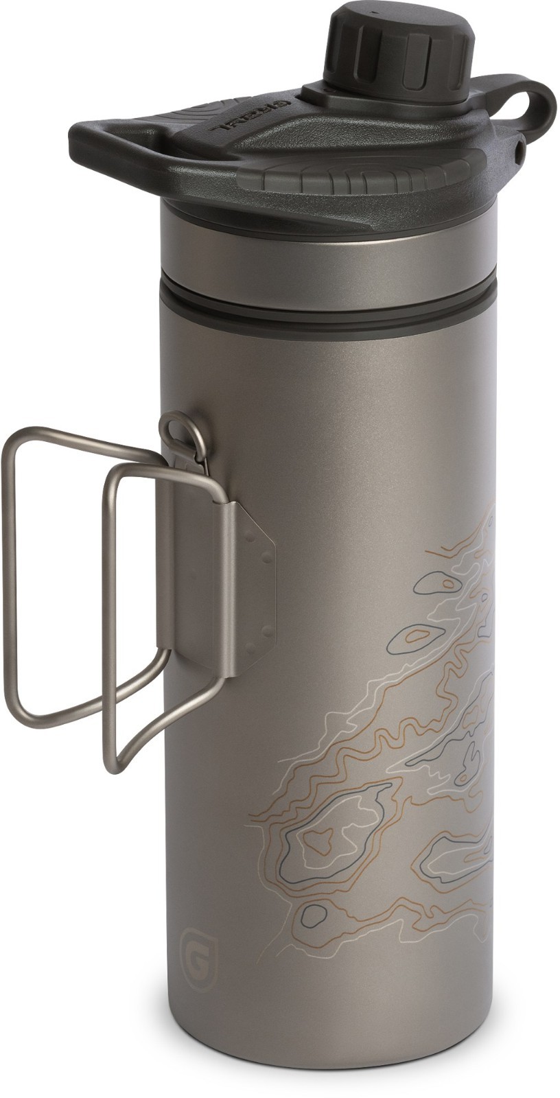 Grayl GeoPress Ti Water Filter and Purifier Bottle, 24 fl. oz, Covert Black