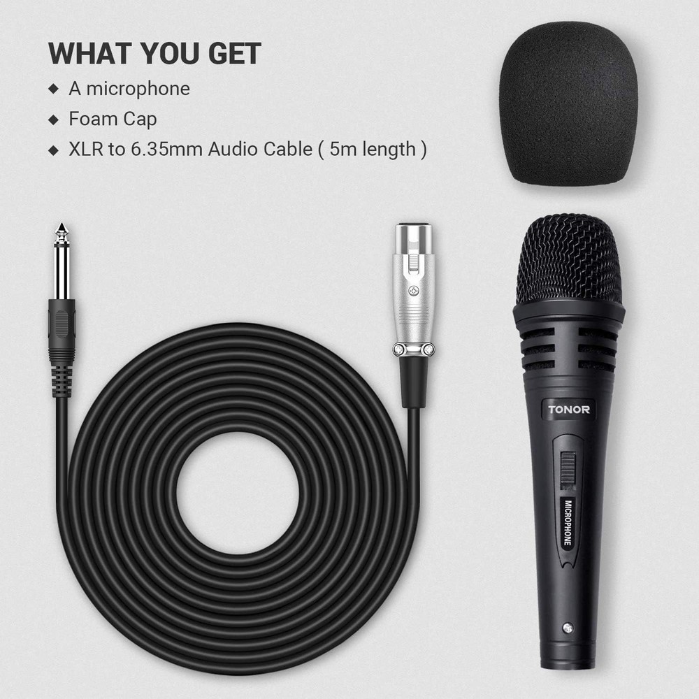 High-Sensitivity K1 Karaoke Microphone with Durable Metal Design, Includes Cable