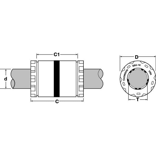 Thomson Ssem16 Ball Bushing, Bore Dia 16 Mm