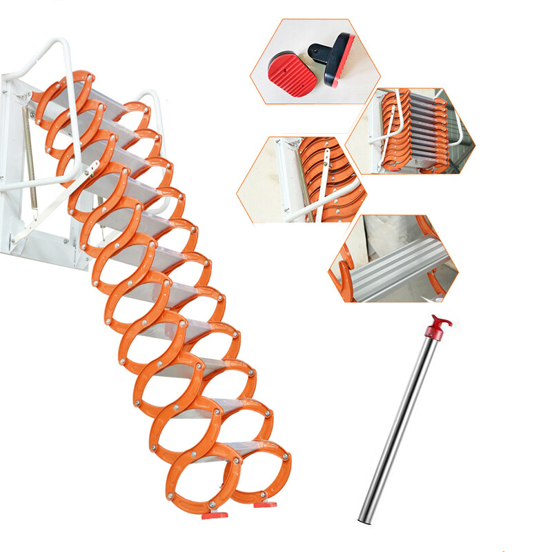 Attic Ladder Wall-Mounted Pull Down Folding Telescopic Loft Ladder Stairs 9.8Ft