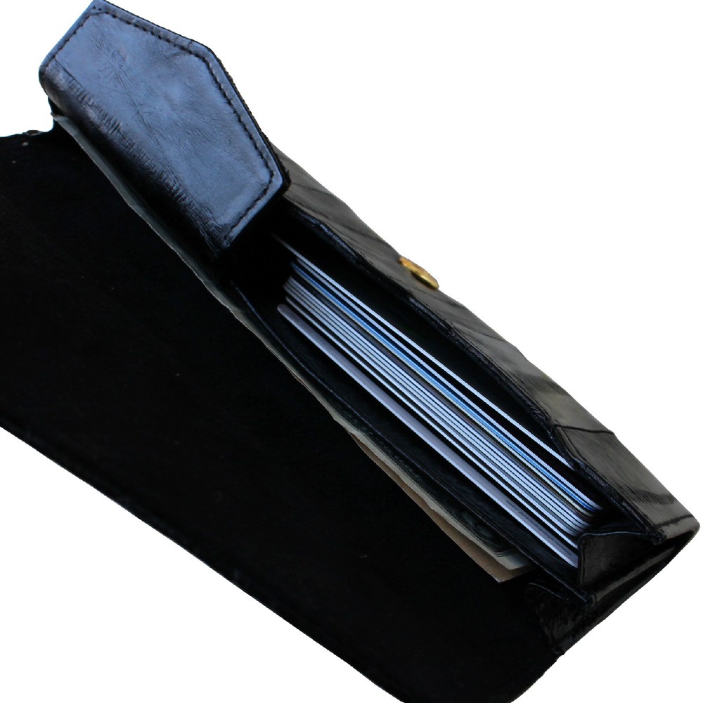 Genuine Eel Skin Leather Button Wallet Purse