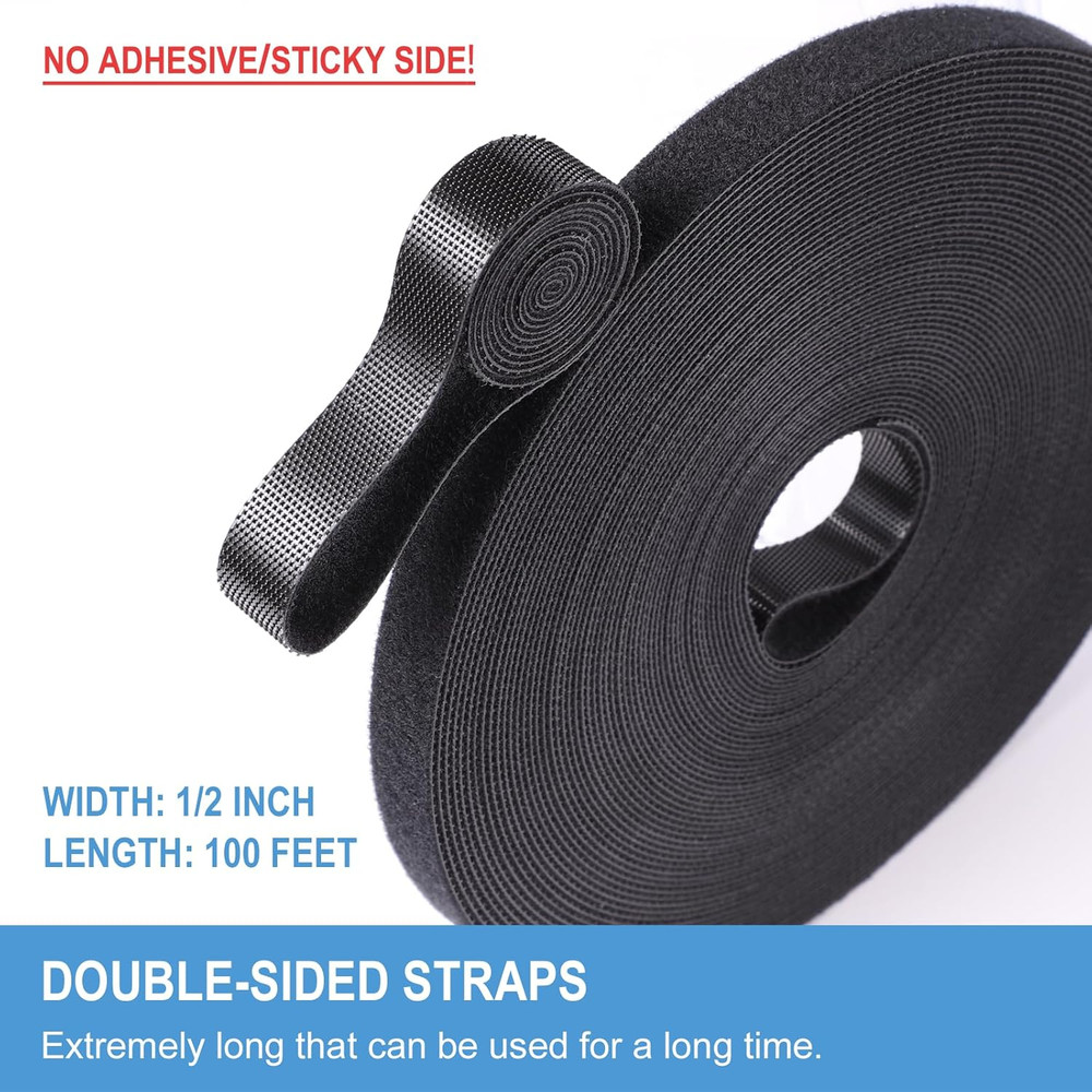 1/2In X 100Ft Hook and Loop Roll | Double-Sided Strips, Self-Gripping Straps ...
