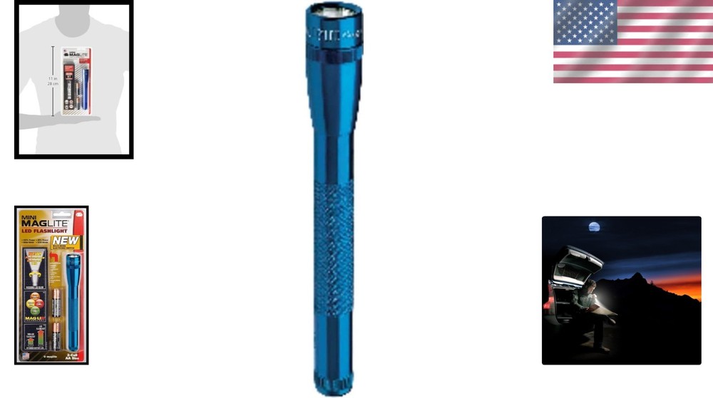Compact Blue LED Flashlight with Holster - Durable & Multi-Mode for Emergencies