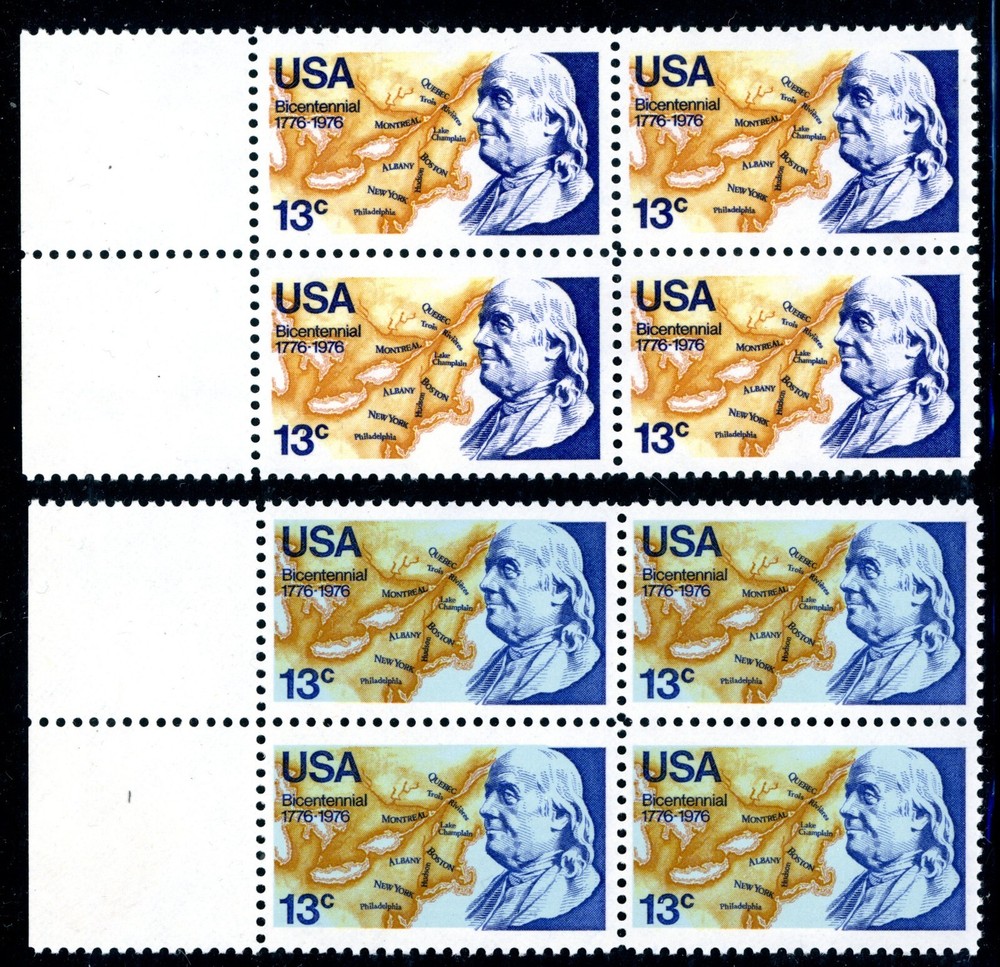 EFO 1690a - LIGHT BLUE OMITTED ERROR -BLOCK/4- COMPARE TO NORMAL  CAT $600