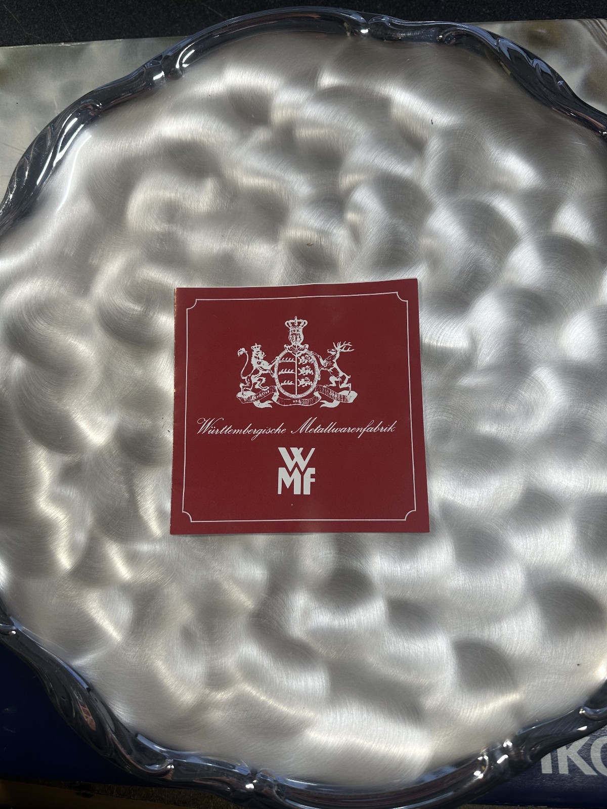 Vintage WMF Ikora Silver Bowl Plate Footed Swirl Brushed 8" New in Box Germany