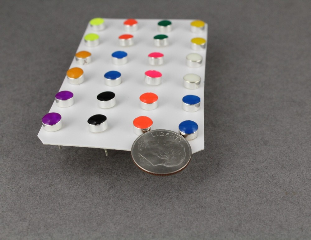 12 pair small enamel stud earrings round post multi assorted colors 6mm wide