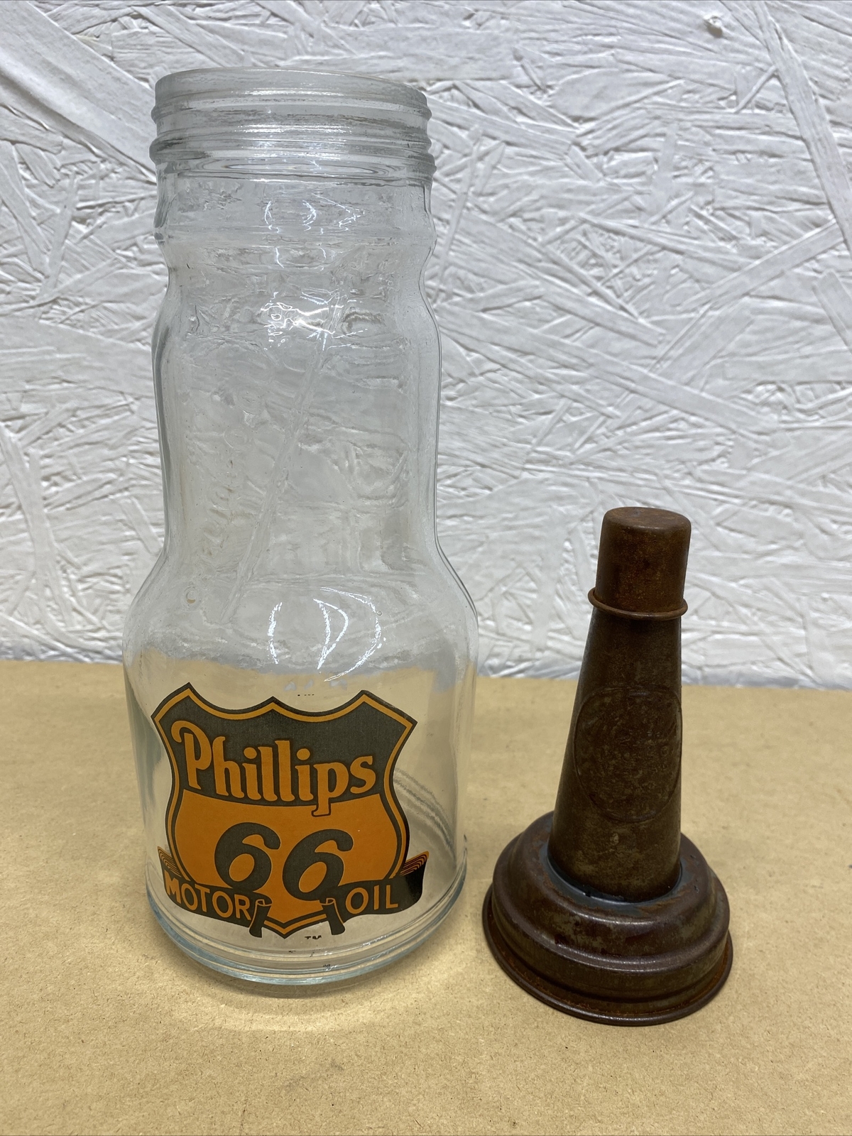 Phillips 66 Motor Oil Bottle Spout Cap Glass Vintage Style Gas Station