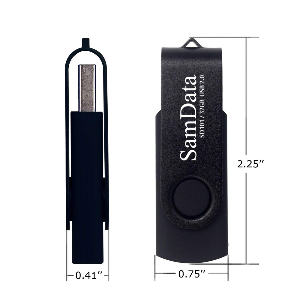 SamData 32GB USB Flash Drives 2 Pack Thumb 32GB, Black 32GB*2
