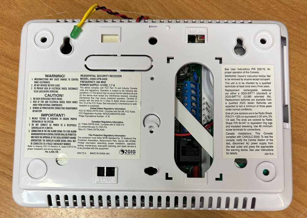 2gig 2GIG-CP6-345E Alarm Panel