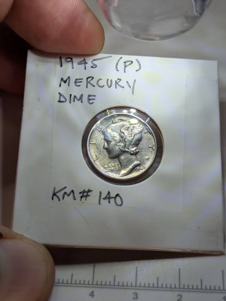 1945-P Mercury Silver Dime Doubled Rim/Mild DDR/'COD' Errors KM#140 (US 10 Cent)