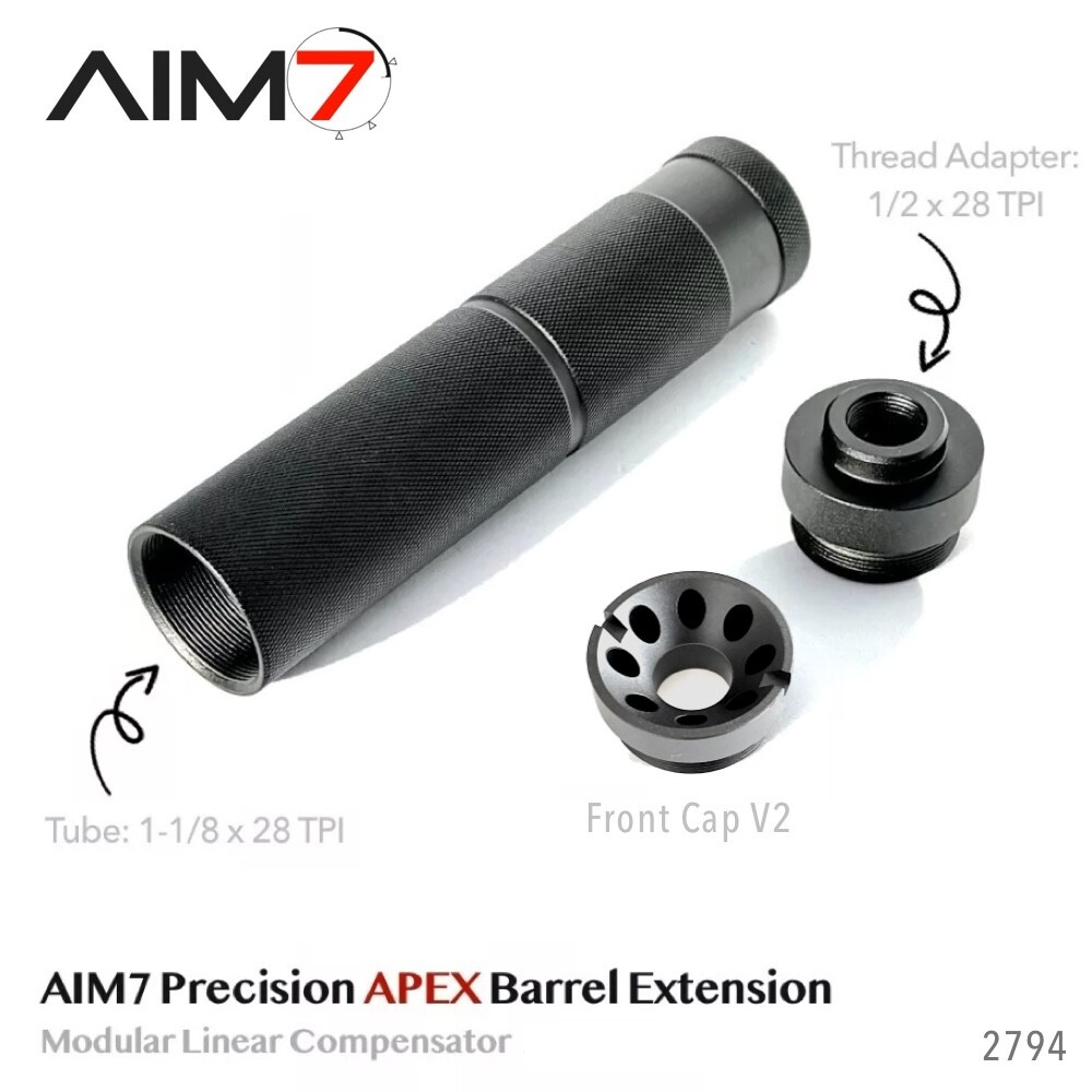 AIM7 Precision APEX Modular Linear Compensator For AEG GBB 1/2x28 CNC Black