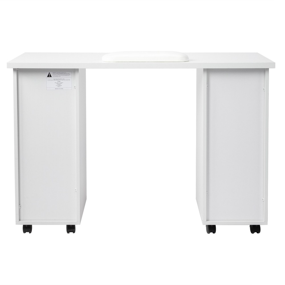 Double Edged Manicure Nail Table with Drawer White