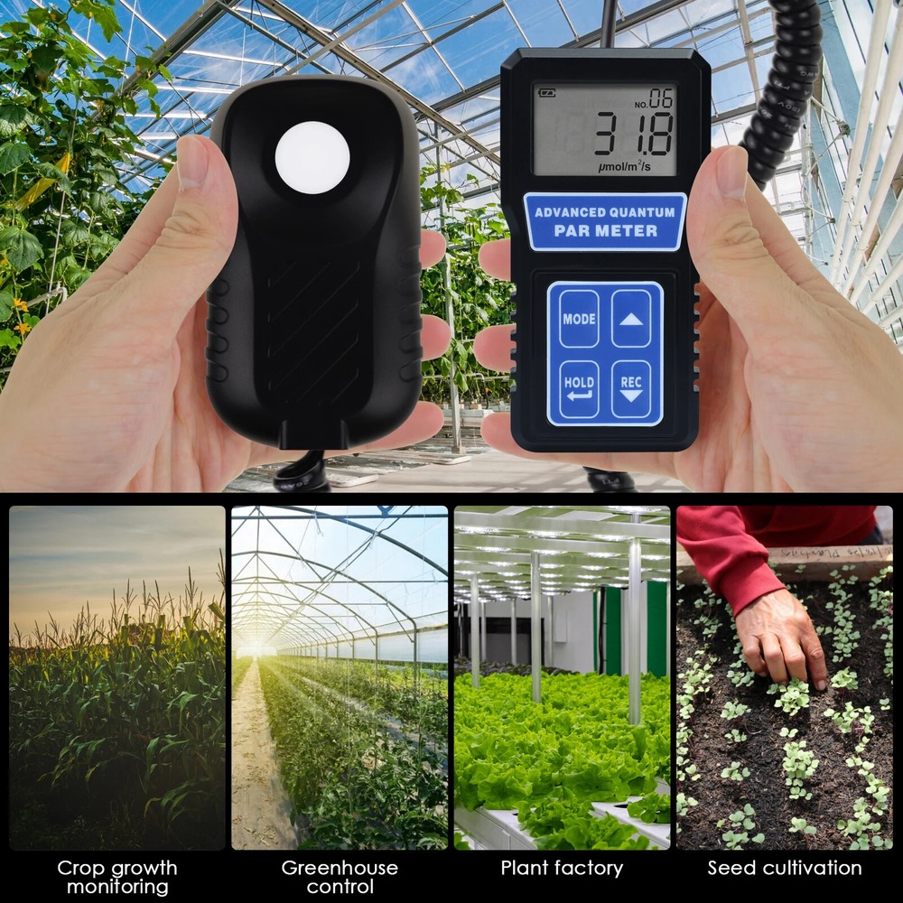 PAR Meter Light Tester PPFD Photosynthesis Quantum Meter Wavelength W/ Sensor