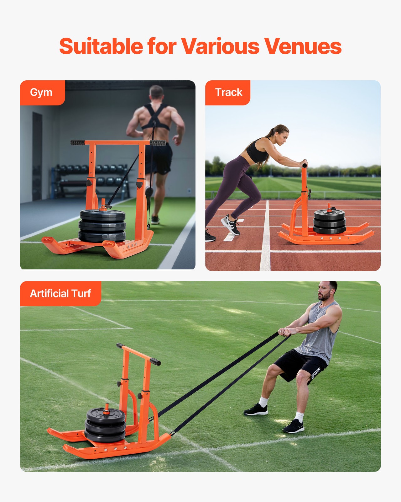 VEVOR Weight Power Pull Push Sled Workout Fitness Strength Speed Training Sled