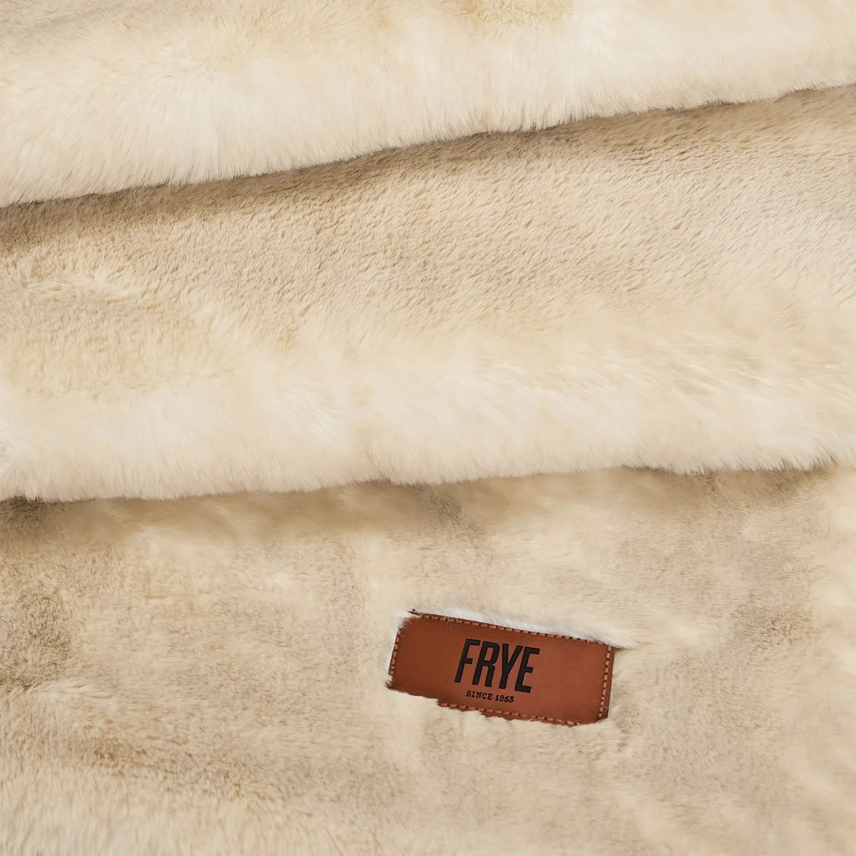 FRYE Luxe Faux Fur Luxury Throw, Reversible 60" X 70" Beige 1796169 Silky Soft