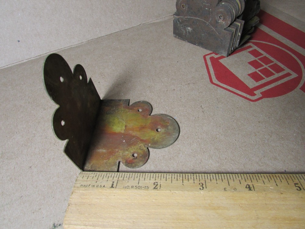 Vintage Solid Brass Carpenters Tool Box Corner Hardware Decorative Pieces