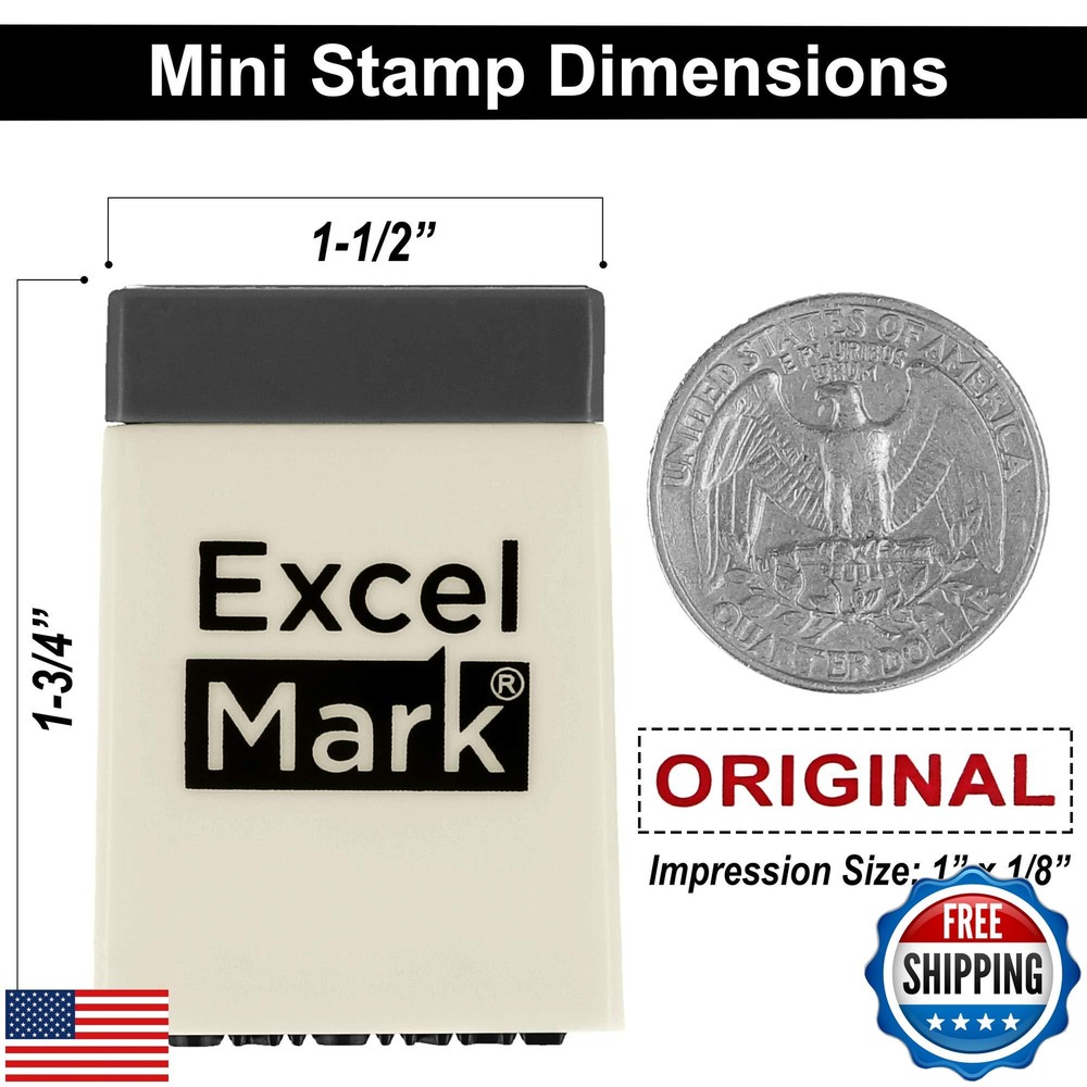 ExcelMark Mini Office Message Rubber Stamp Set - Red Ink - Storage Tray Inclu