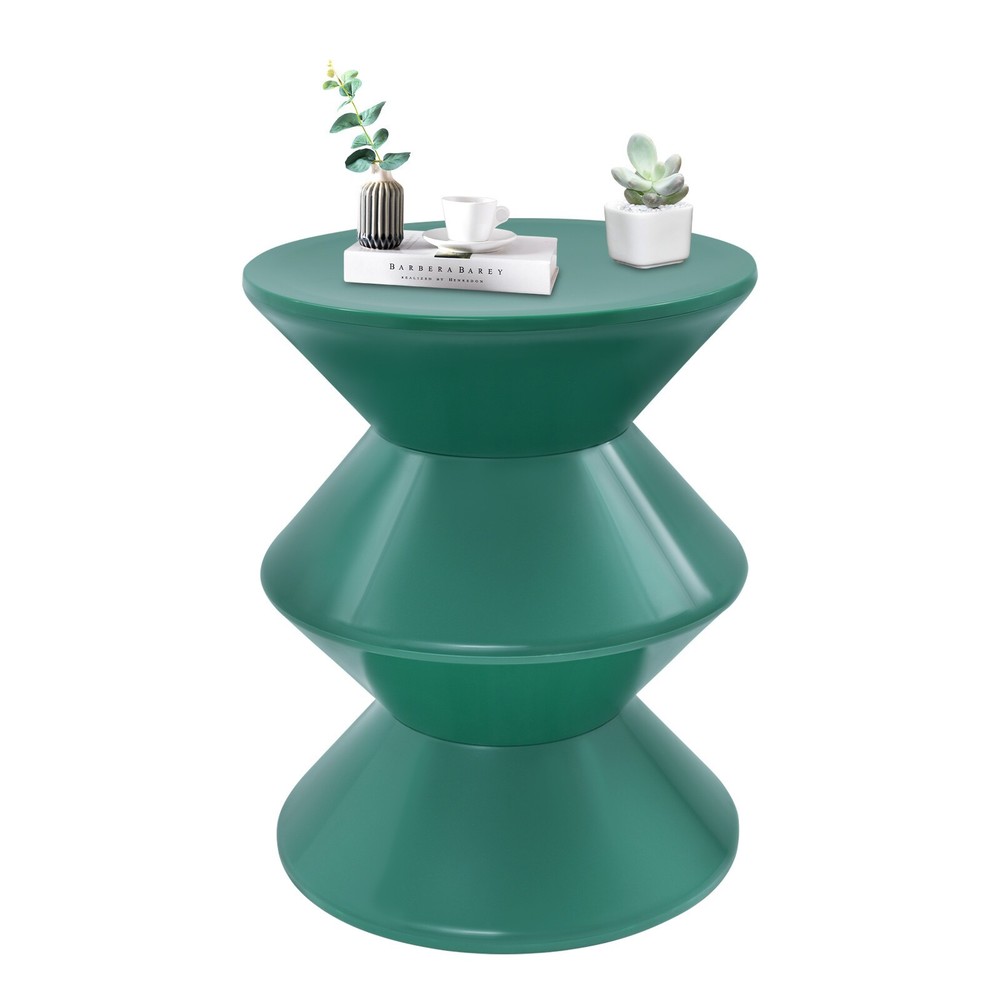 Green Side Table, PET Sofa Side Table, Modern Round End Table for Indoor Use
