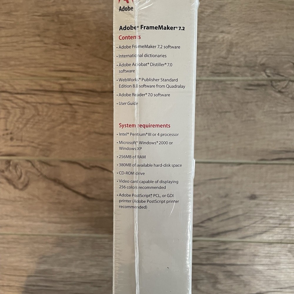 Adobe FrameMaker 7.2 for Windows SEALED Frame Maker XML SGML DTP Software 7 7.0