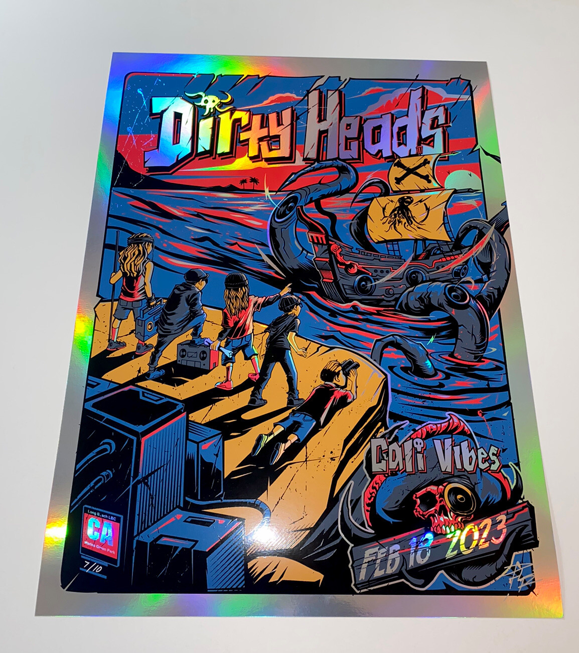 Dirty Heads Poster Cali Vibes 2/18/23 Rainbow Foil Silkscreen Official S/N X/10!