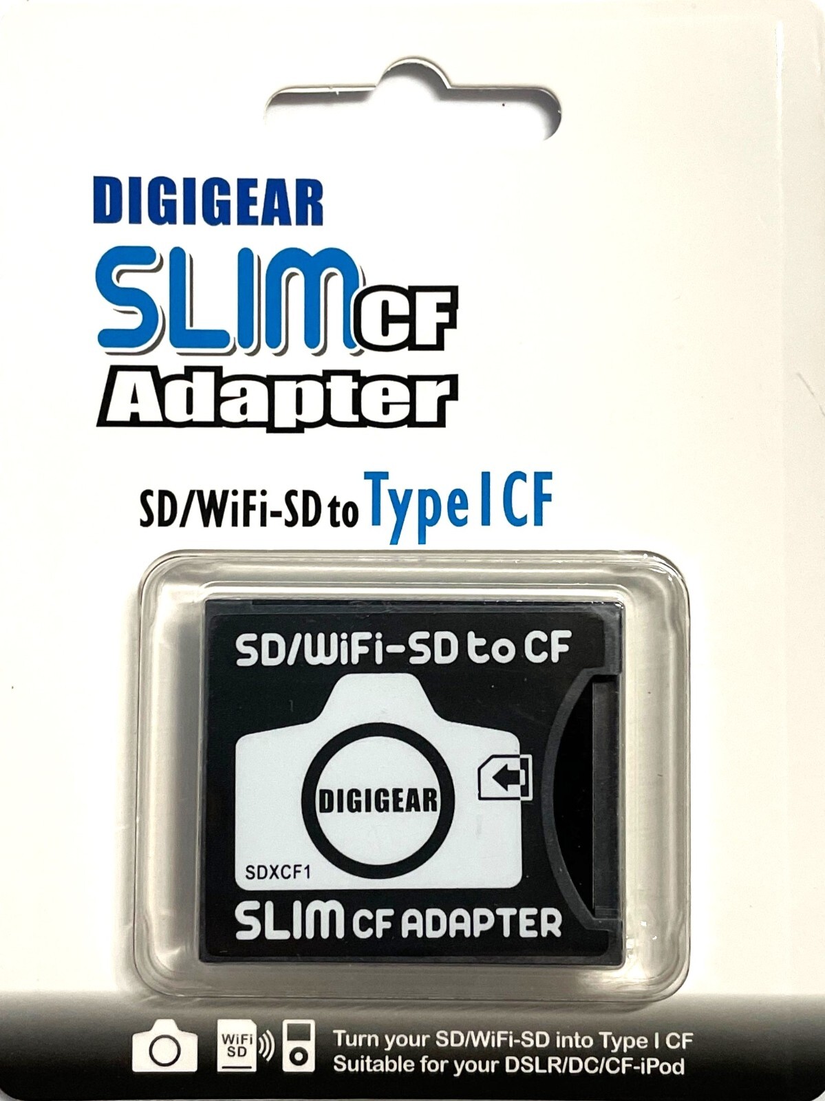 DIGIGEAR SD SDHC SDXC MMC WiFi-SD to SLIM CF Compact Flash Memory Card Adapter