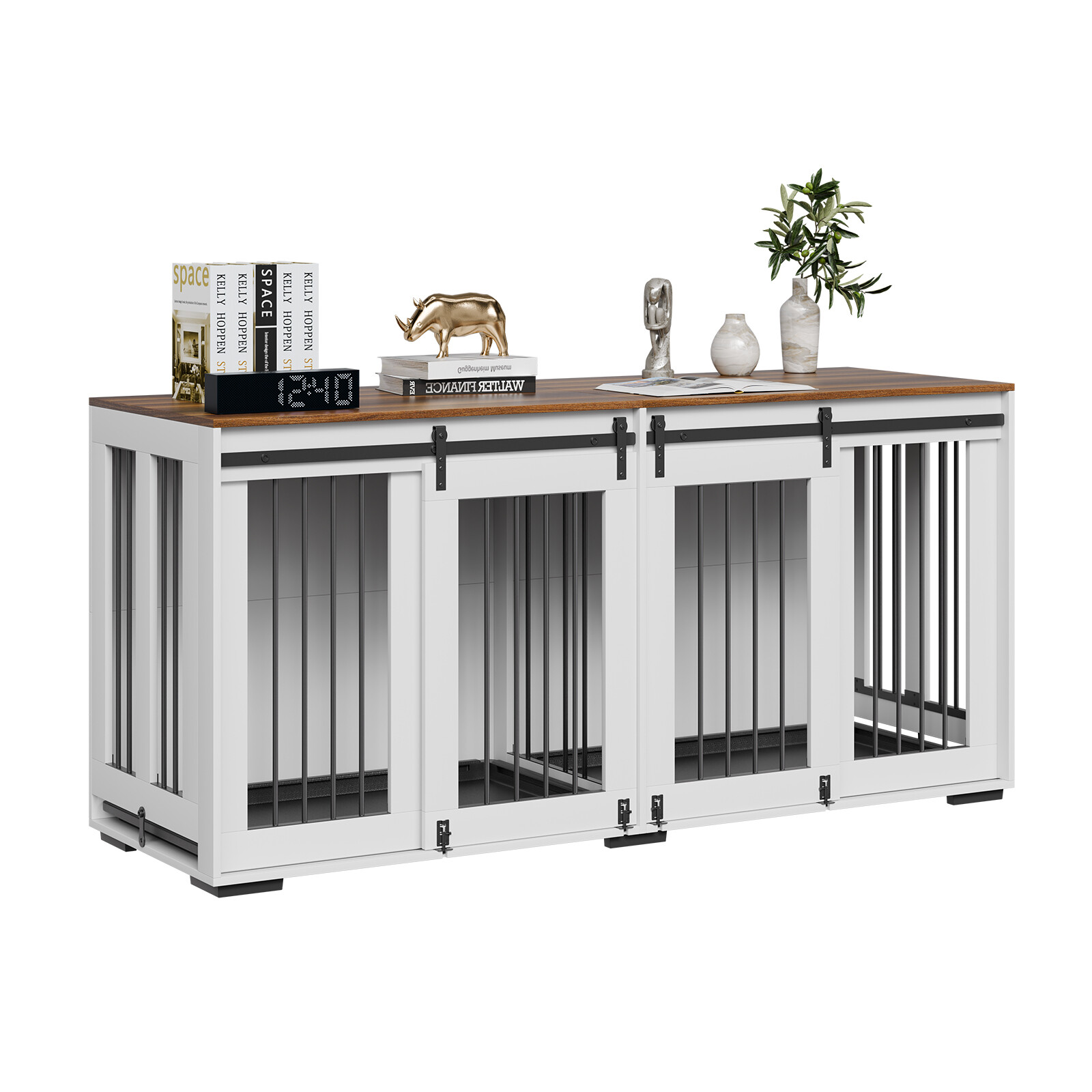 Dog Crate Furniture 72 in Indoor Wooden Dog Kennel with Tray Heavy Duty