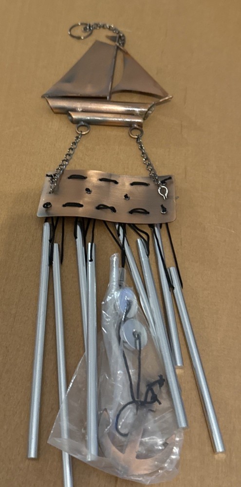 Copper Sailboat Wind Chime 15"