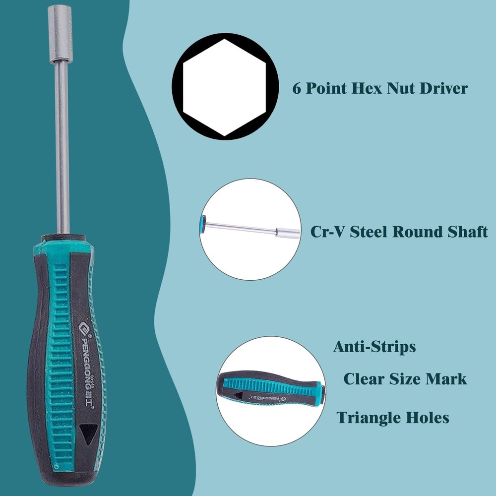 3.5mm Nut Driver, 6-Point Hex Nut Driver, Non-Magnetic Tip Socket Driver Hex ...
