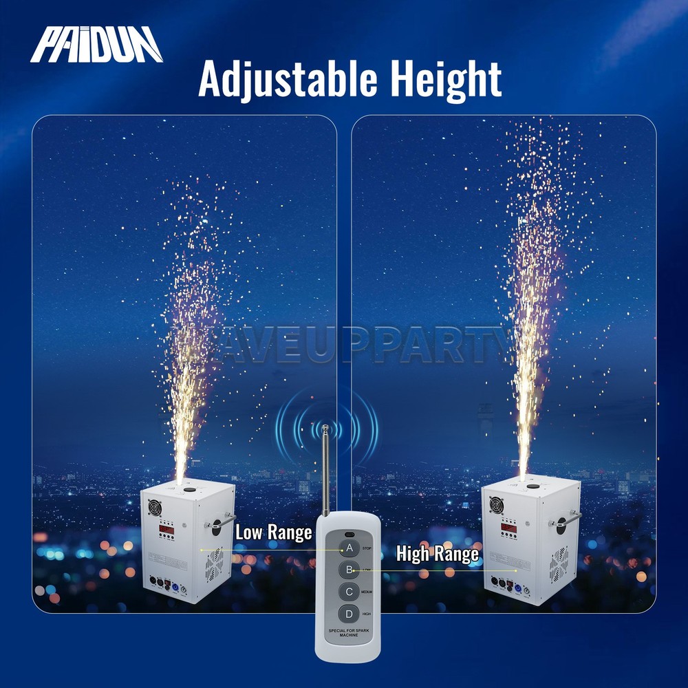 PAIDUN 2PCS 750W Cold Spark Firework Machine Sparkler Effect DMX Remote Control