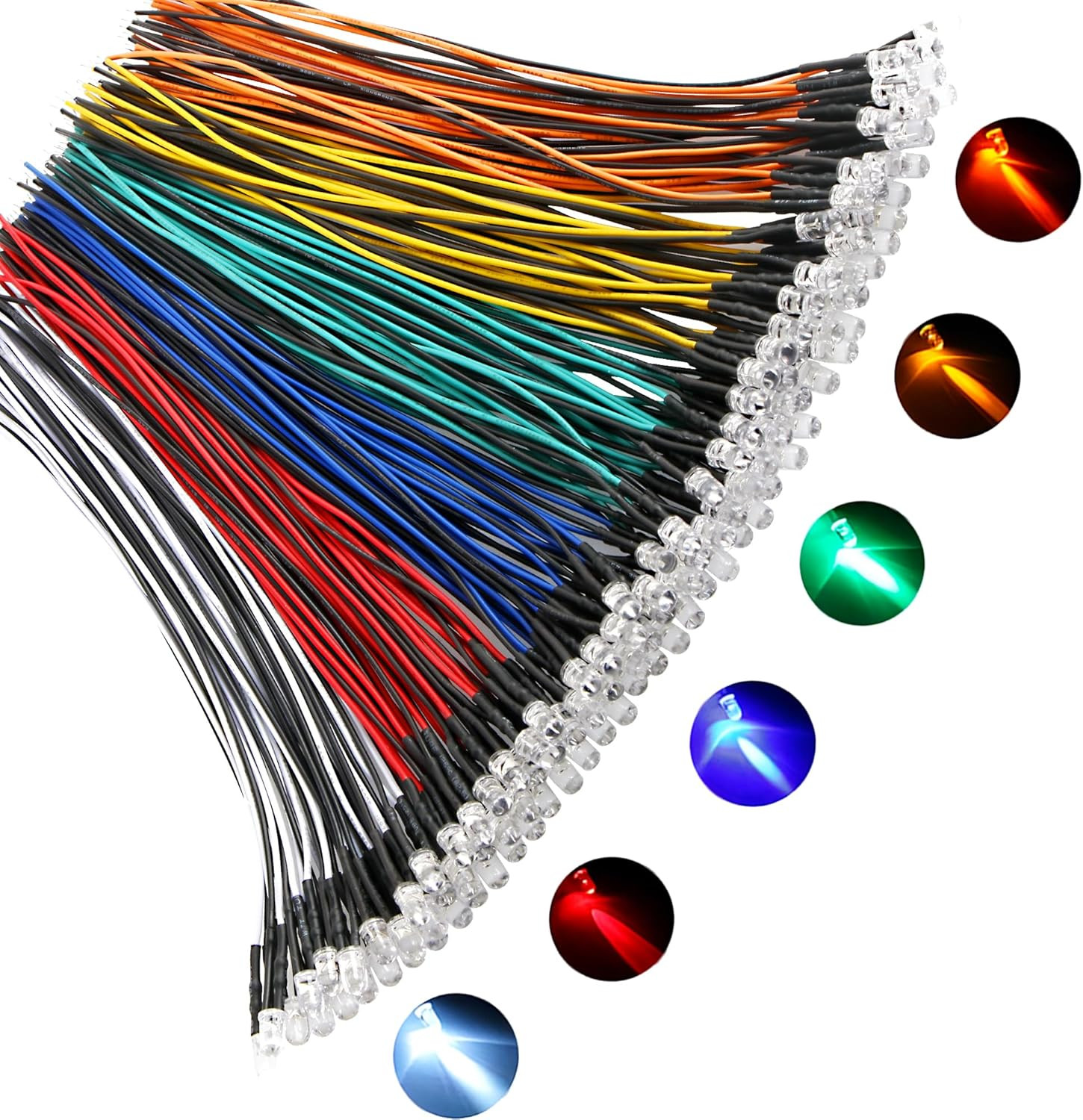 120pcs 12v Led Diode Lights 5mm,Pre Wired Led Light Emitting Diodes Kit White...