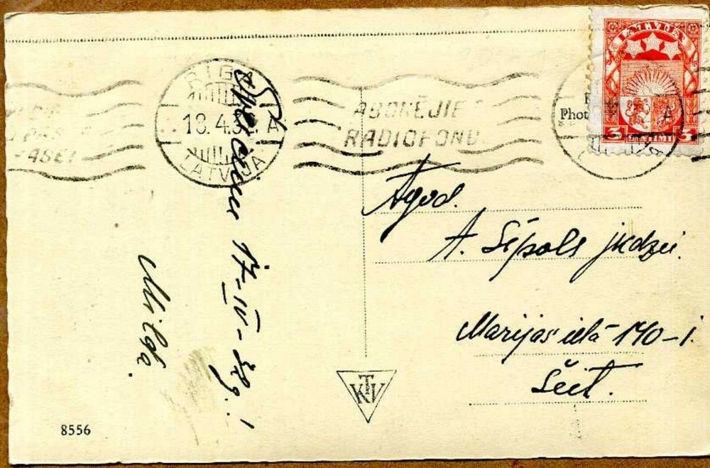 Latvia 1932 Greetings Postcard w/Machine Cancel