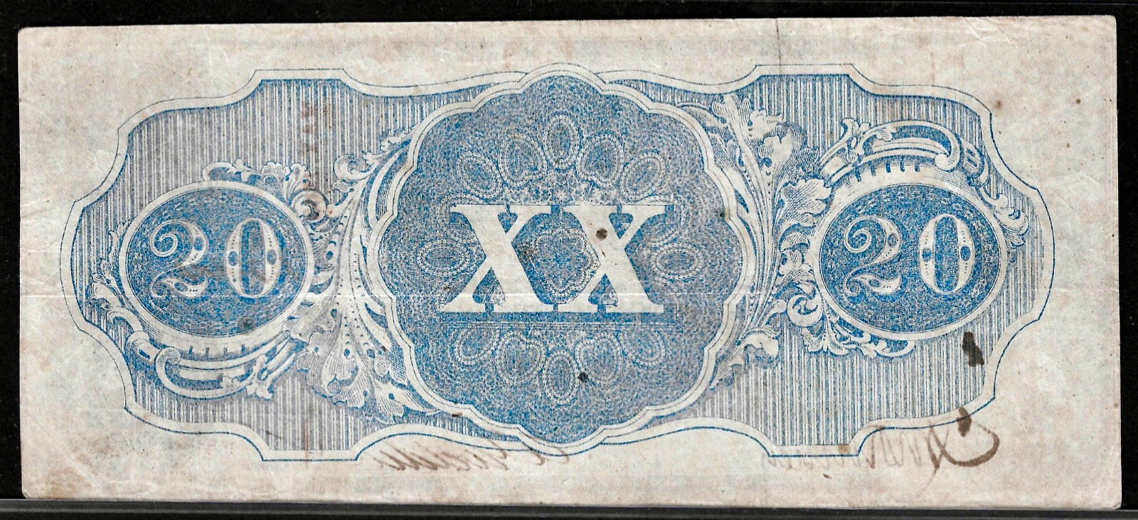 1863 CSA CONFEDERATE STATES AMERICA CURRENCY $20 Dollar Note S/N 152344 T-58