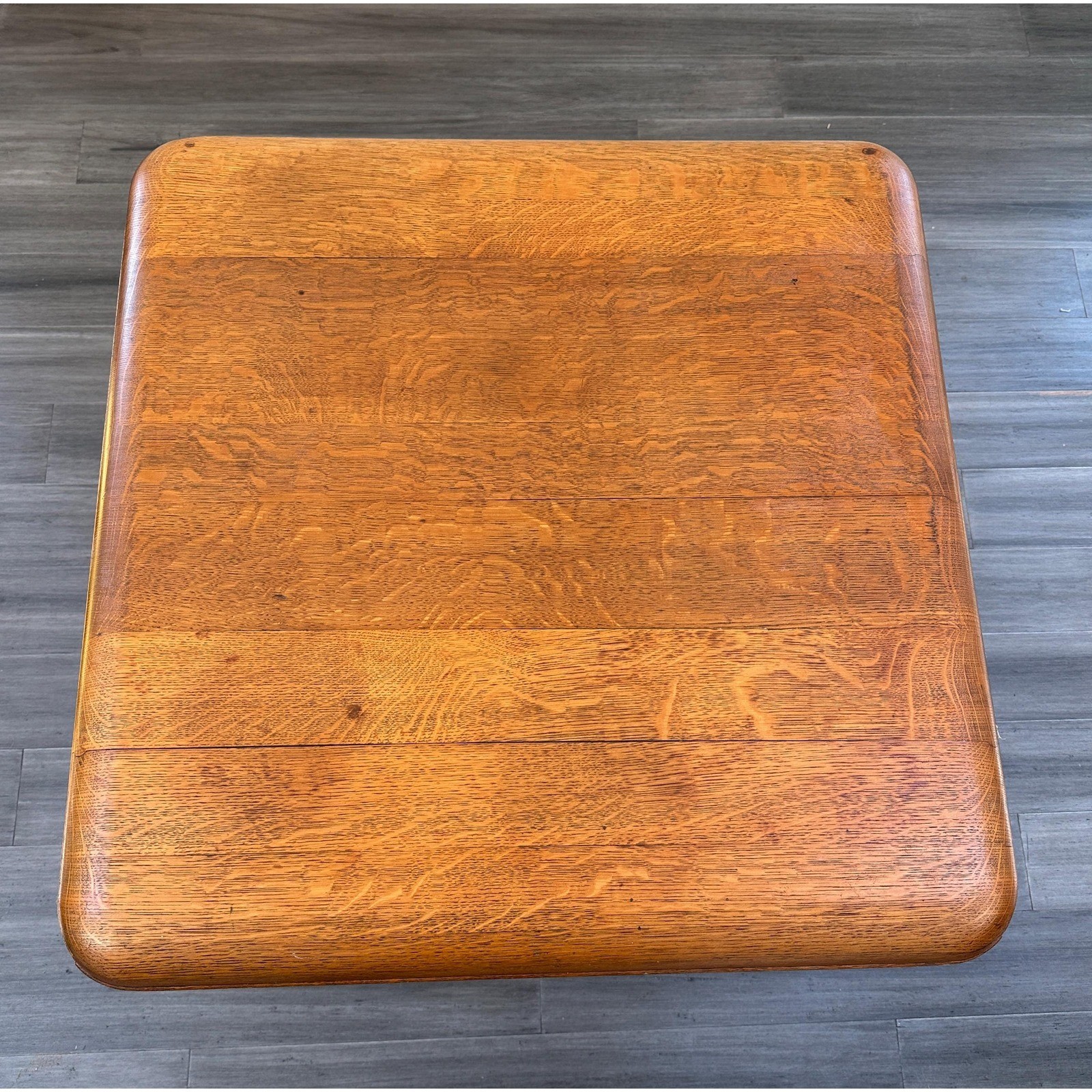 Vtg Oak Barley Twist Table Jacobean Revival Square End Table 29"x29" Solid Oak