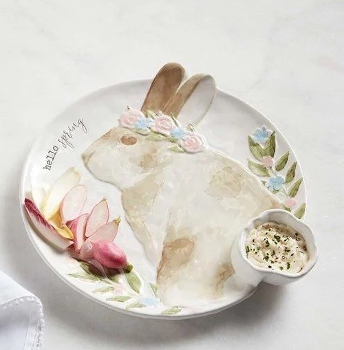Mud Pie Spring Bunny Chip & Dip Platter 🐇 🆕 New With Tags 🏷️