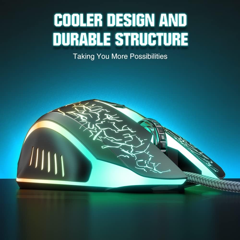 BENGOO Gaming Mouse Wired, Ergonomic Gamer Laptop PC Optical Computer black