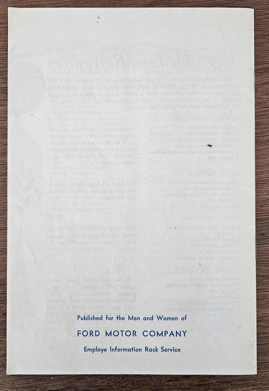 1957 Ford Motor Company Recipe Booklet For Employees "Cooling Summer Beverages"