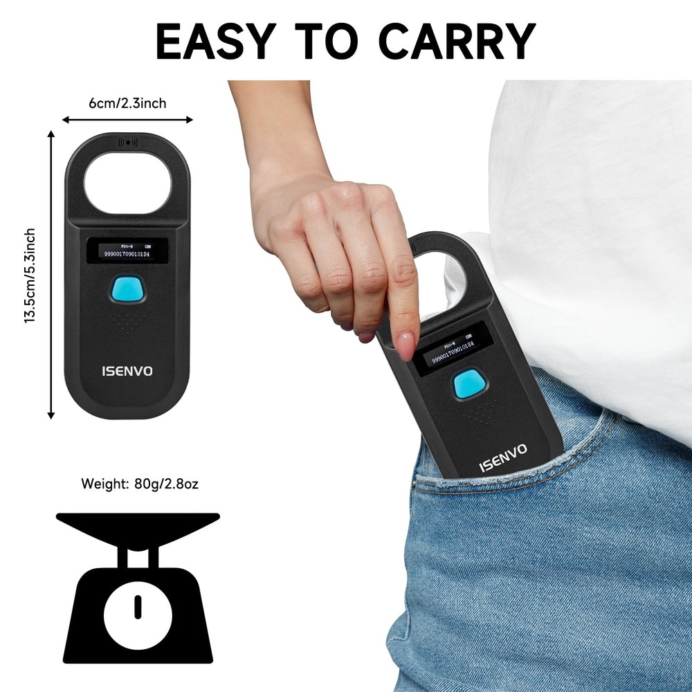 Pet Microchip Scanner Rechargeable RFID EMID Micro Chip Reader Scanner 134.2k...
