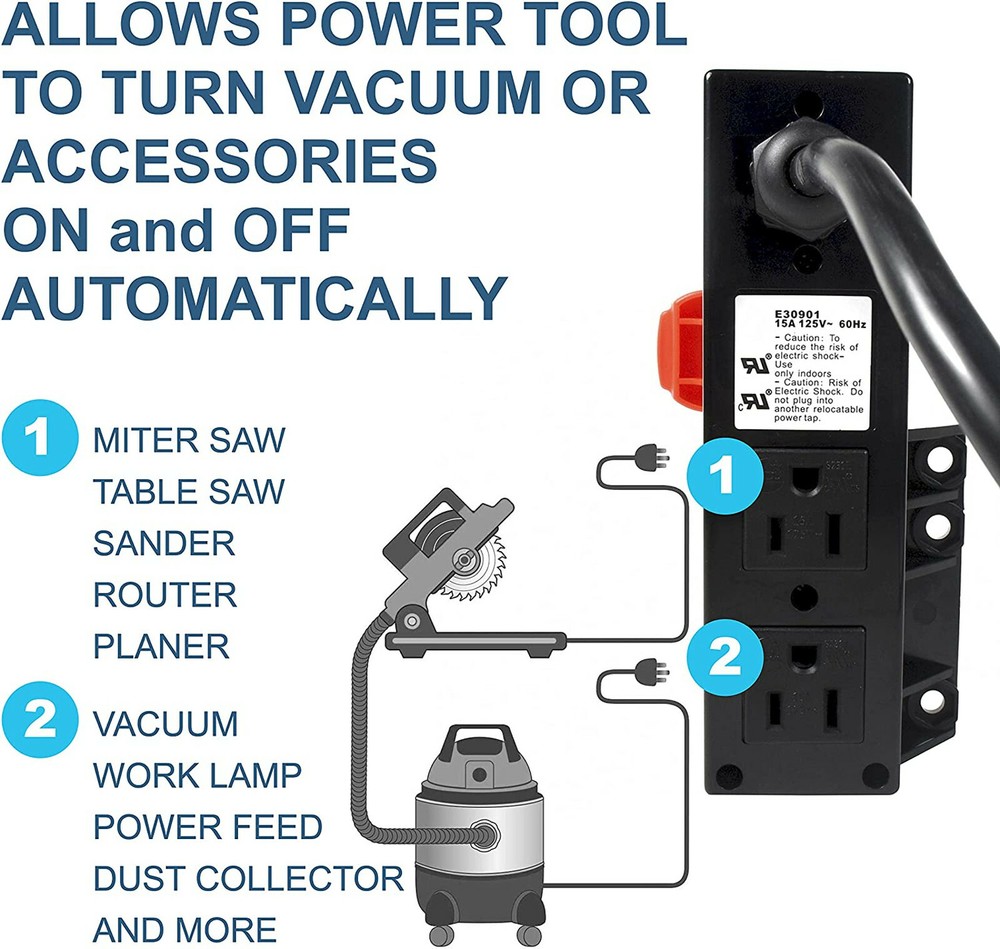 Multi-Purpose Router Table Power Switch Dust Control Power Tool Switch 15A 125V