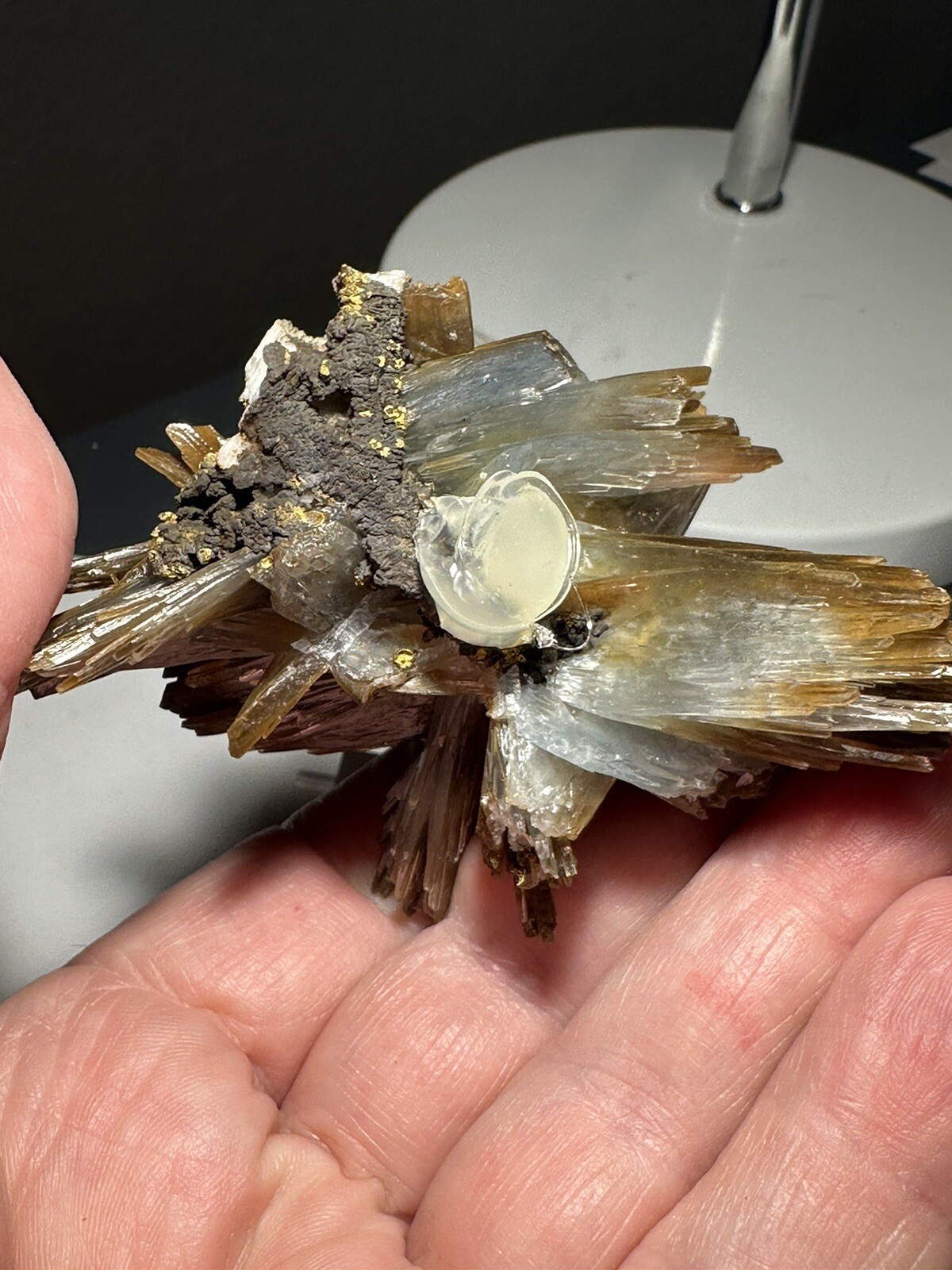 High quality rare blue barite 89 Gram specimen on acrylic stand!!