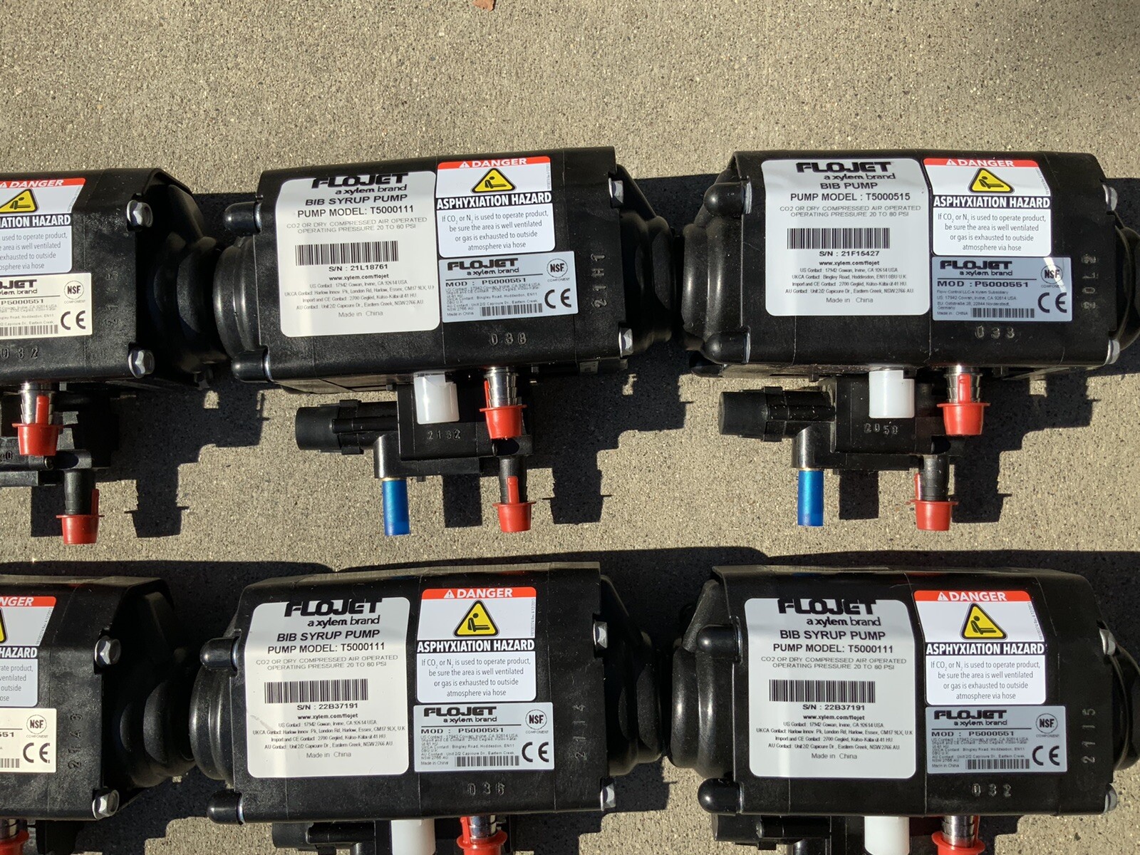 New / Lot Of 6 Flojet Bag-In-Box Beverage, Syrup, Soda Pump. Coke, Pepsi