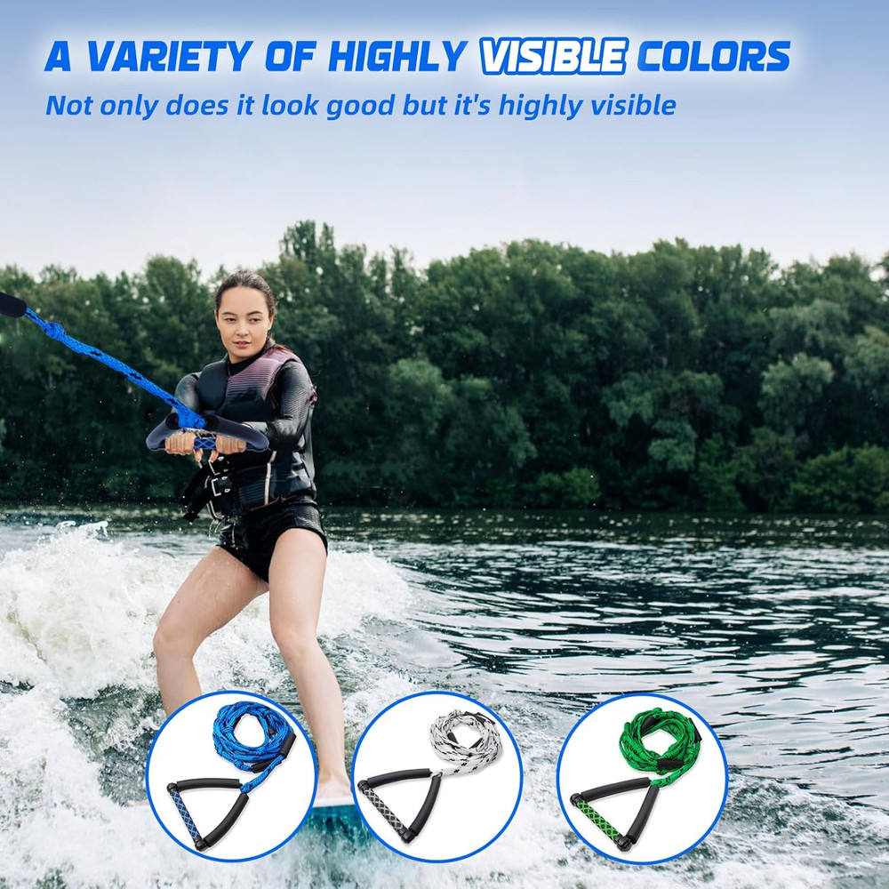 Wakesurf Rope - 25Ft Floating Wake Surf Ropes and Handle, 4 Sections Adjustable