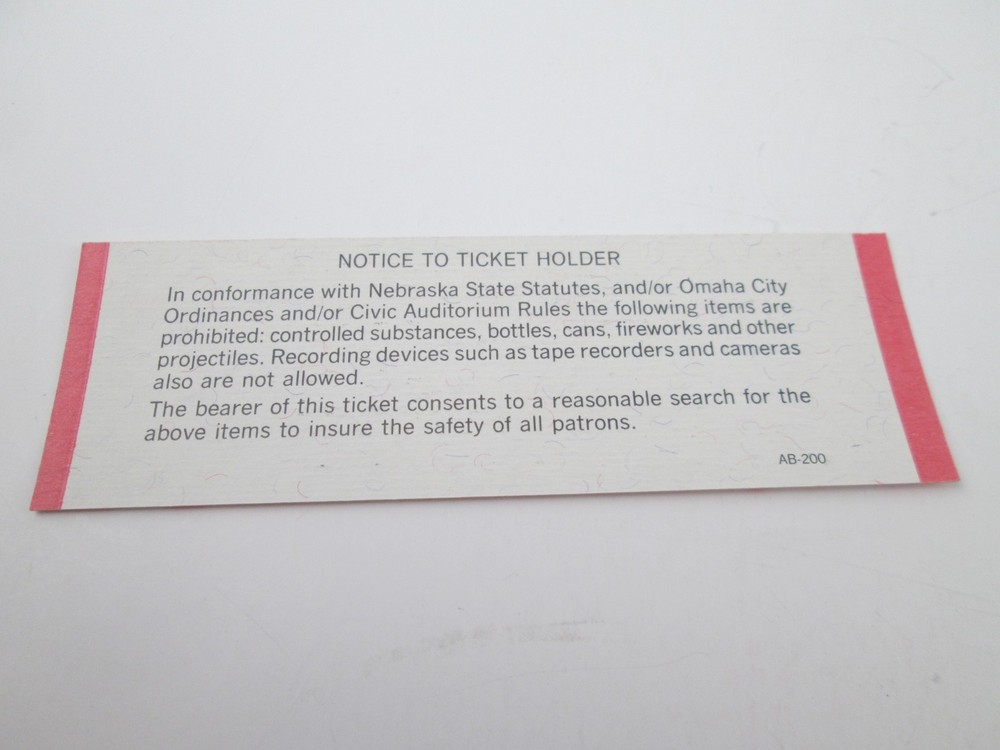 KISS Unused Concert Ticket Omaha NE 5/10/1990 Civic Auditorium Hard Rock