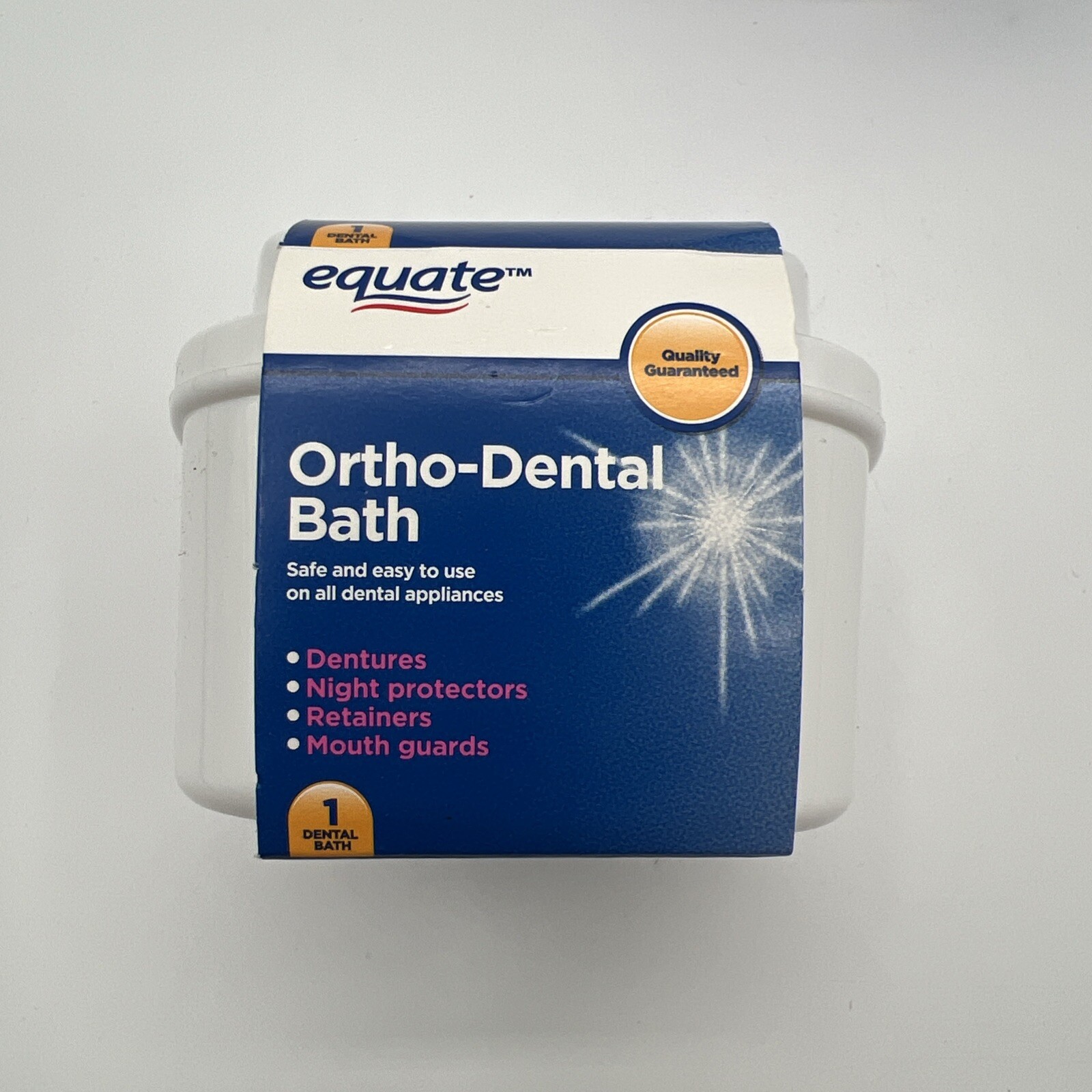 Denture Bath Storage Retainer Box Mouth Guard Ortho Dental Container 2 Pack