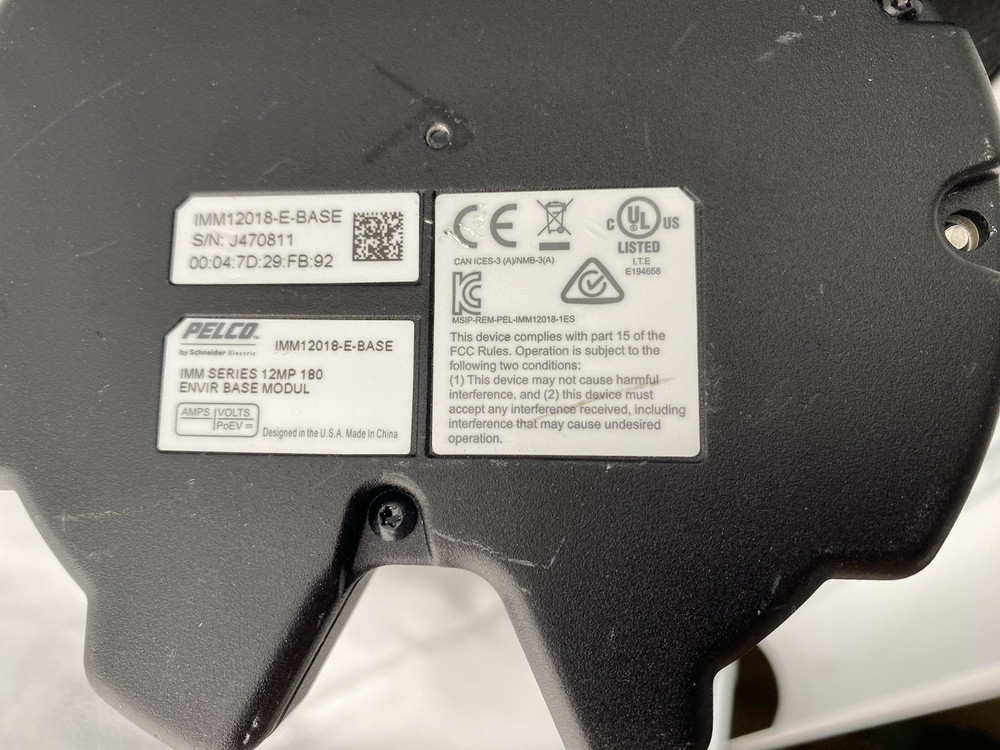 Pelco IMM12018-E-BASE IMM Series 12MP 180 Indoor Base Module