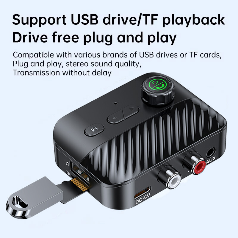 4in1 Bluetooth Audio Receiver Transmitter AUX Adapter For PC/Car/TV Home Stereo