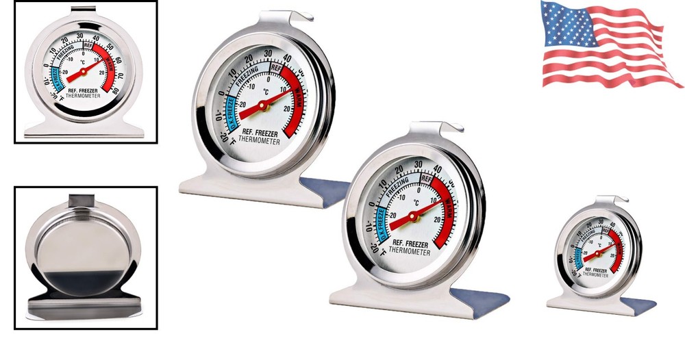 2 Pack Refrigerator Freezer Thermometer Large Dial Analog Thermometer